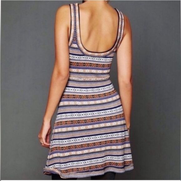 Free People Fair Isle Nordic Geometric Sweater Dress - Wool Blend M - Picture 2 of 14